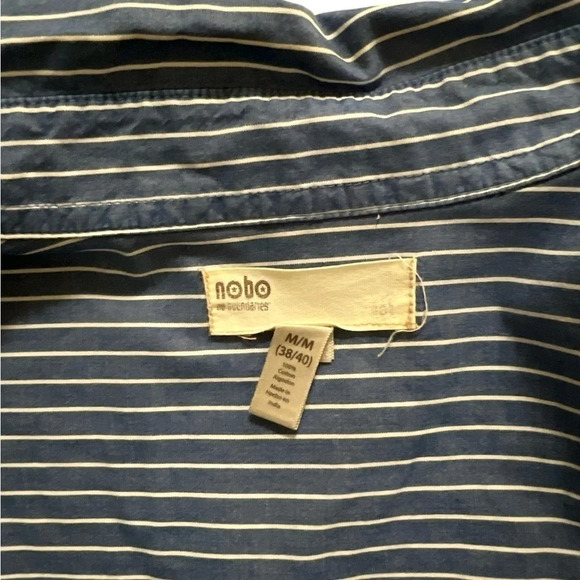 No Boundaries Men’s Button Down Shirt Stripes Denim Blue - Picture 5 of 7